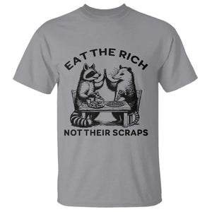 Funny Raccoon Possum Meme T Shirt Eat The Rich Not Their Scraps Sarcasm Retro Minimalist TS02 Sport Gray Print Your Wear