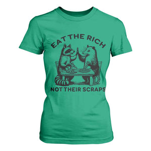 Funny Raccoon Possum Meme T Shirt For Women Eat The Rich Not Their Scraps Sarcasm Retro Minimalist TS02 Irish Green Print Your Wear