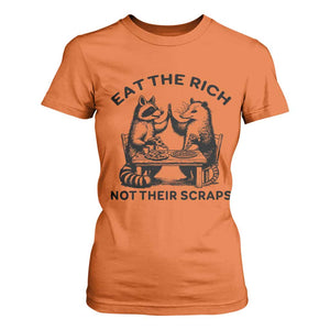 Funny Raccoon Possum Meme T Shirt For Women Eat The Rich Not Their Scraps Sarcasm Retro Minimalist TS02 Orange Print Your Wear