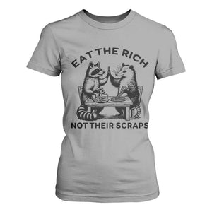 Funny Raccoon Possum Meme T Shirt For Women Eat The Rich Not Their Scraps Sarcasm Retro Minimalist TS02 Sport Gray Print Your Wear