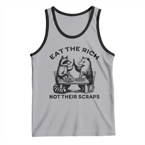 Funny Raccoon Possum Meme Tank Top Eat The Rich Not Their Scraps Sarcasm Retro Minimalist TS02 Athletic Heather Black Print Your Wear