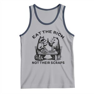 Funny Raccoon Possum Meme Tank Top Eat The Rich Not Their Scraps Sarcasm Retro Minimalist TS02 Athletic Heather Navy Print Your Wear