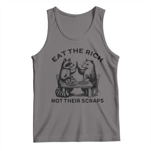 Funny Raccoon Possum Meme Tank Top Eat The Rich Not Their Scraps Sarcasm Retro Minimalist TS02 Deep Heather Print Your Wear