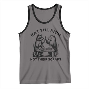 Funny Raccoon Possum Meme Tank Top Eat The Rich Not Their Scraps Sarcasm Retro Minimalist TS02 Deep Heather Black Print Your Wear