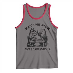 Funny Raccoon Possum Meme Tank Top Eat The Rich Not Their Scraps Sarcasm Retro Minimalist TS02 Deep Heather Red Print Your Wear