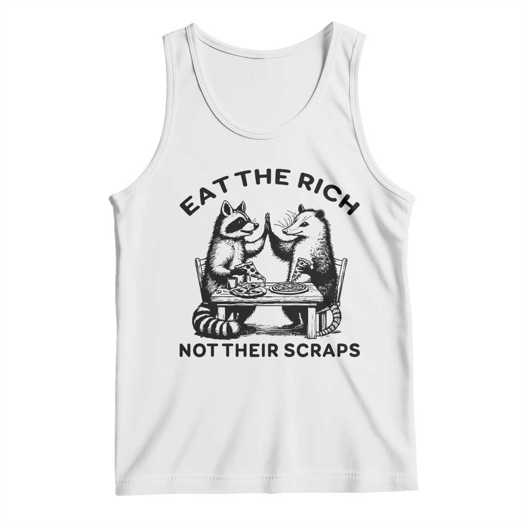 Funny Raccoon Possum Meme Tank Top Eat The Rich Not Their Scraps Sarcasm Retro Minimalist TS02 White Print Your Wear