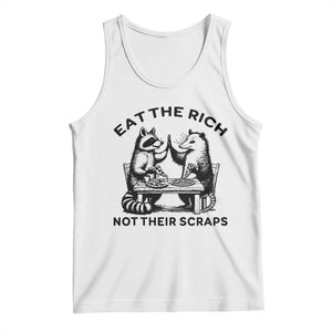 Funny Raccoon Possum Meme Tank Top Eat The Rich Not Their Scraps Sarcasm Retro Minimalist TS02 White Print Your Wear