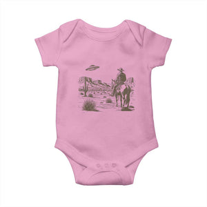 UFO Western Cowboy Baby Onesie Rodeo Wild West Retro Vintage Graphic TS02 Light Pink Print Your Wear