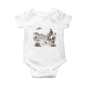 UFO Western Cowboy Baby Onesie Rodeo Wild West Retro Vintage Graphic TS02 White Print Your Wear