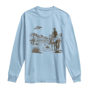 UFO Western Cowboy Long Sleeve Shirt Rodeo Wild West Retro Vintage Graphic TS02 Light Blue Print Your Wear