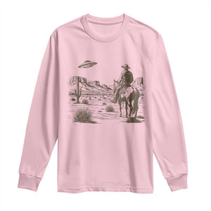 UFO Western Cowboy Long Sleeve Shirt Rodeo Wild West Retro Vintage Graphic TS02 Light Pink Print Your Wear