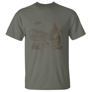 UFO Western Cowboy T Shirt Rodeo Wild West Retro Vintage Graphic TS02 Military Green Print Your Wear