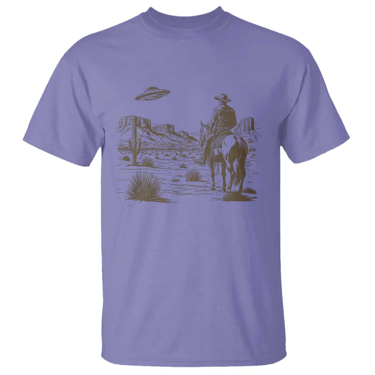 UFO Western Cowboy T Shirt Rodeo Wild West Retro Vintage Graphic TS02 Violet Print Your Wear