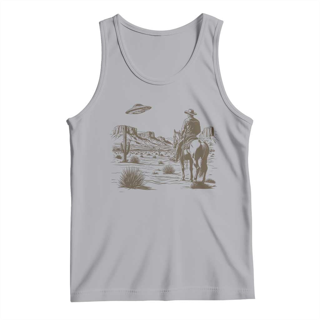 UFO Western Cowboy Tank Top Rodeo Wild West Retro Vintage Graphic TS02 Athletic Heather Print Your Wear
