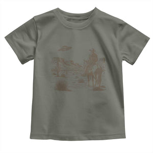 UFO Western Cowboy Toddler T Shirt Rodeo Wild West Retro Vintage Graphic TS02 Military Green Print Your Wear