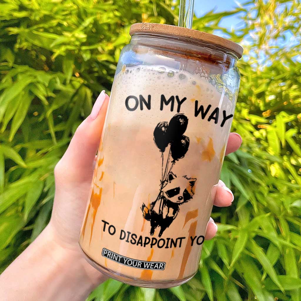 Funny Raccoon 90s Trash Panda Glass Can On My Way To Disappoint You Mental Health Meme TS02 White Print Your Wear