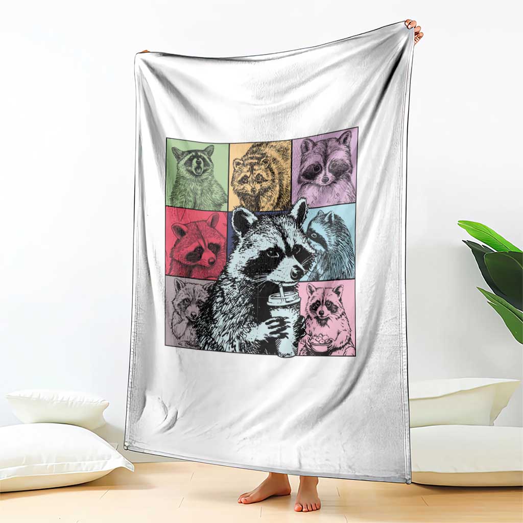 Raccoon Drinking Coffee Graphic Throw Blanket Funny Trash Panda Retro 90s Style TS02 Print Your Wear