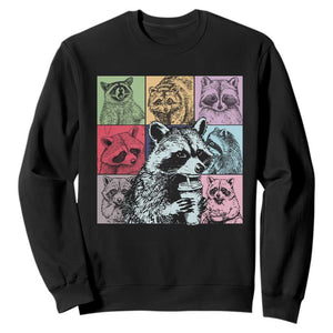 Raccoon Drinking Coffee Graphic Sweatshirt Funny Trash Panda Retro 90s Style TS02 Black Print Your Wear