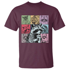 Raccoon Drinking Coffee Graphic T Shirt Funny Trash Panda Retro 90s Style TS02 Maroon Print Your Wear