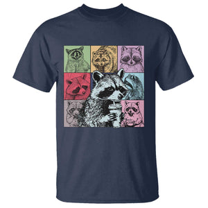 Raccoon Drinking Coffee Graphic T Shirt Funny Trash Panda Retro 90s Style TS02 Navy Print Your Wear