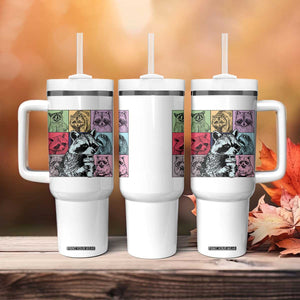 Raccoon Drinking Coffee Graphic Tumbler With Handle Funny Trash Panda Retro 90s Style TS02 Print Your Wear