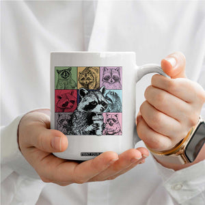 Raccoon Drinking Coffee Graphic Coffee Mug Funny Trash Panda Retro 90s Style TS02 Print Your Wear