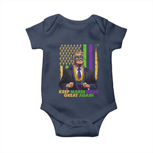 Funny Trump Keep Mardi Gras Great Again Baby Onesie American Flag Fleur De Lis Beads TS02 Navy Print Your Wear