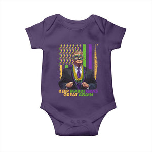 Funny Trump Keep Mardi Gras Great Again Baby Onesie American Flag Fleur De Lis Beads TS02 Purple Print Your Wear