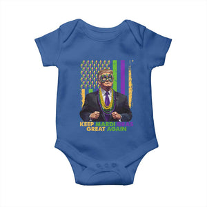 Funny Trump Keep Mardi Gras Great Again Baby Onesie American Flag Fleur De Lis Beads TS02 Royal Blue Print Your Wear