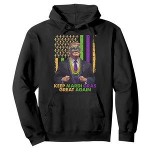 Funny Trump Keep Mardi Gras Great Again Hoodie American Flag Fleur De Lis Beads TS02 Black Print Your Wear