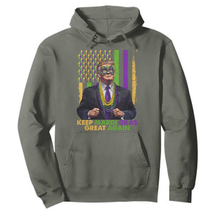 Funny Trump Keep Mardi Gras Great Again Hoodie American Flag Fleur De Lis Beads TS02 Military Green Print Your Wear