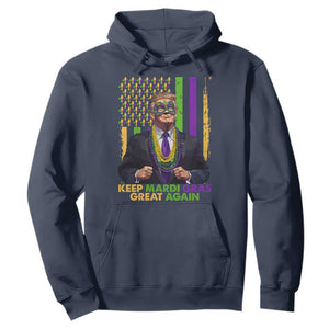 Funny Trump Keep Mardi Gras Great Again Hoodie American Flag Fleur De Lis Beads TS02 Navy Print Your Wear