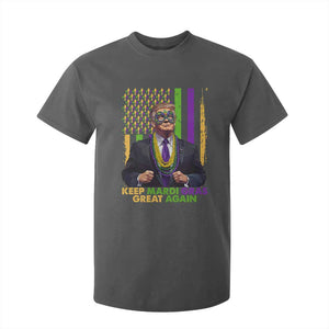 Funny Trump Keep Mardi Gras Great Again T Shirt For Kid American Flag Fleur De Lis Beads TS02 Dark Heather Print Your Wear