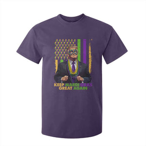 Funny Trump Keep Mardi Gras Great Again T Shirt For Kid American Flag Fleur De Lis Beads TS02 Purple Print Your Wear