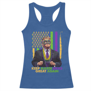 Funny Trump Keep Mardi Gras Great Again Racerback Tank Top American Flag Fleur De Lis Beads TS02 Royal Blue Print Your Wear