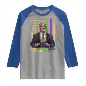 Funny Trump Keep Mardi Gras Great Again Raglan Shirt American Flag Fleur De Lis Beads TS02 Sport Gray Royal Print Your Wear