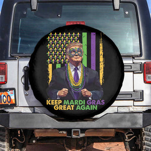 Funny Trump Keep Mardi Gras Great Again Spare Tire Cover American Flag Fleur De Lis Beads TS02 No hole Black Print Your Wear