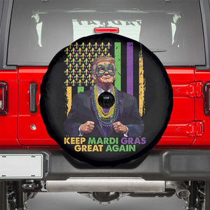 Funny Trump Keep Mardi Gras Great Again Spare Tire Cover American Flag Fleur De Lis Beads TS02 Black Print Your Wear