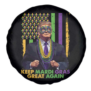 Funny Trump Keep Mardi Gras Great Again Spare Tire Cover American Flag Fleur De Lis Beads TS02 Print Your Wear