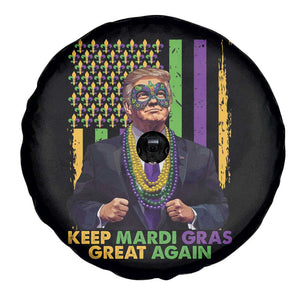 Funny Trump Keep Mardi Gras Great Again Spare Tire Cover American Flag Fleur De Lis Beads TS02 Print Your Wear