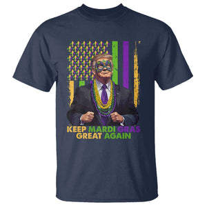 Funny Trump Keep Mardi Gras Great Again T Shirt American Flag Fleur De Lis Beads TS02 Navy Print Your Wear