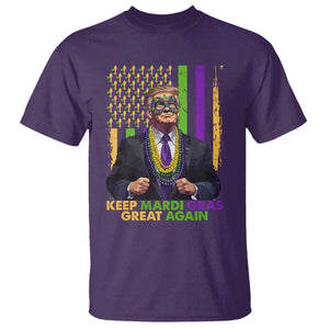 Funny Trump Keep Mardi Gras Great Again T Shirt American Flag Fleur De Lis Beads TS02 Purple Print Your Wear