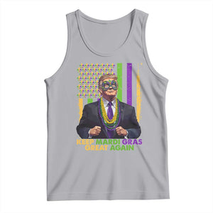 Funny Trump Keep Mardi Gras Great Again Tank Top American Flag Fleur De Lis Beads TS02 Athletic Heather Print Your Wear