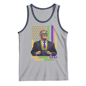 Funny Trump Keep Mardi Gras Great Again Tank Top American Flag Fleur De Lis Beads TS02 Athletic Heather Navy Print Your Wear