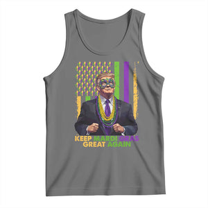 Funny Trump Keep Mardi Gras Great Again Tank Top American Flag Fleur De Lis Beads TS02 Black Heather Print Your Wear