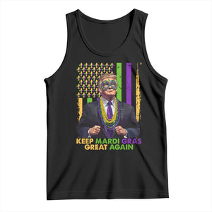 Funny Trump Keep Mardi Gras Great Again Tank Top American Flag Fleur De Lis Beads TS02 Black Print Your Wear