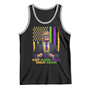 Funny Trump Keep Mardi Gras Great Again Tank Top American Flag Fleur De Lis Beads TS02 Black Athletic Heather Print Your Wear