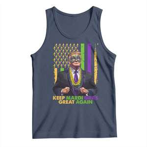 Funny Trump Keep Mardi Gras Great Again Tank Top American Flag Fleur De Lis Beads TS02 Navy Print Your Wear