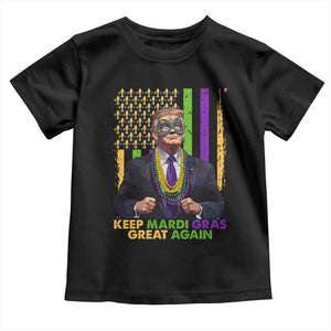 Funny Trump Keep Mardi Gras Great Again Toddler T Shirt American Flag Fleur De Lis Beads TS02 Black Print Your Wear