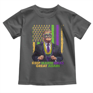 Funny Trump Keep Mardi Gras Great Again Toddler T Shirt American Flag Fleur De Lis Beads TS02 Dark Heather Print Your Wear